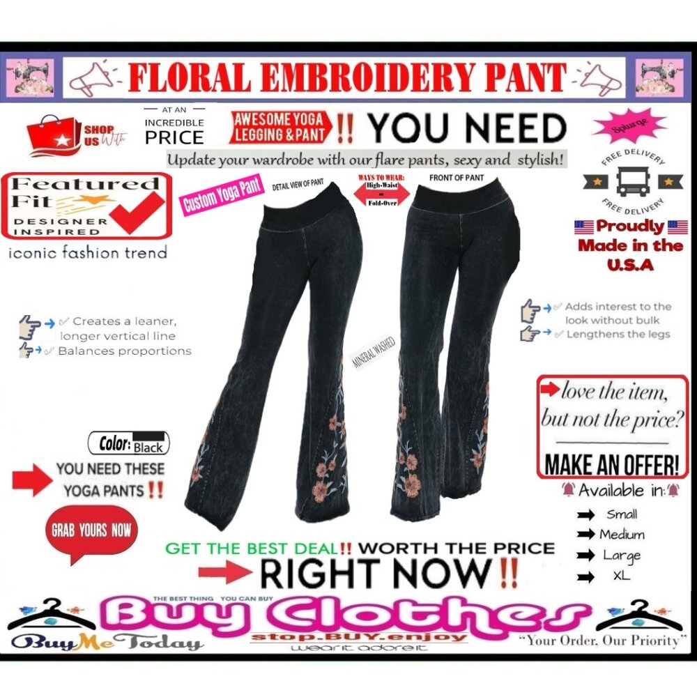 π BOTTOM Fold Embroidery π FLORAL β LEGGING PANT Waist FLARE Wash πΈ BUY NOWβ - Picture 7 of 16